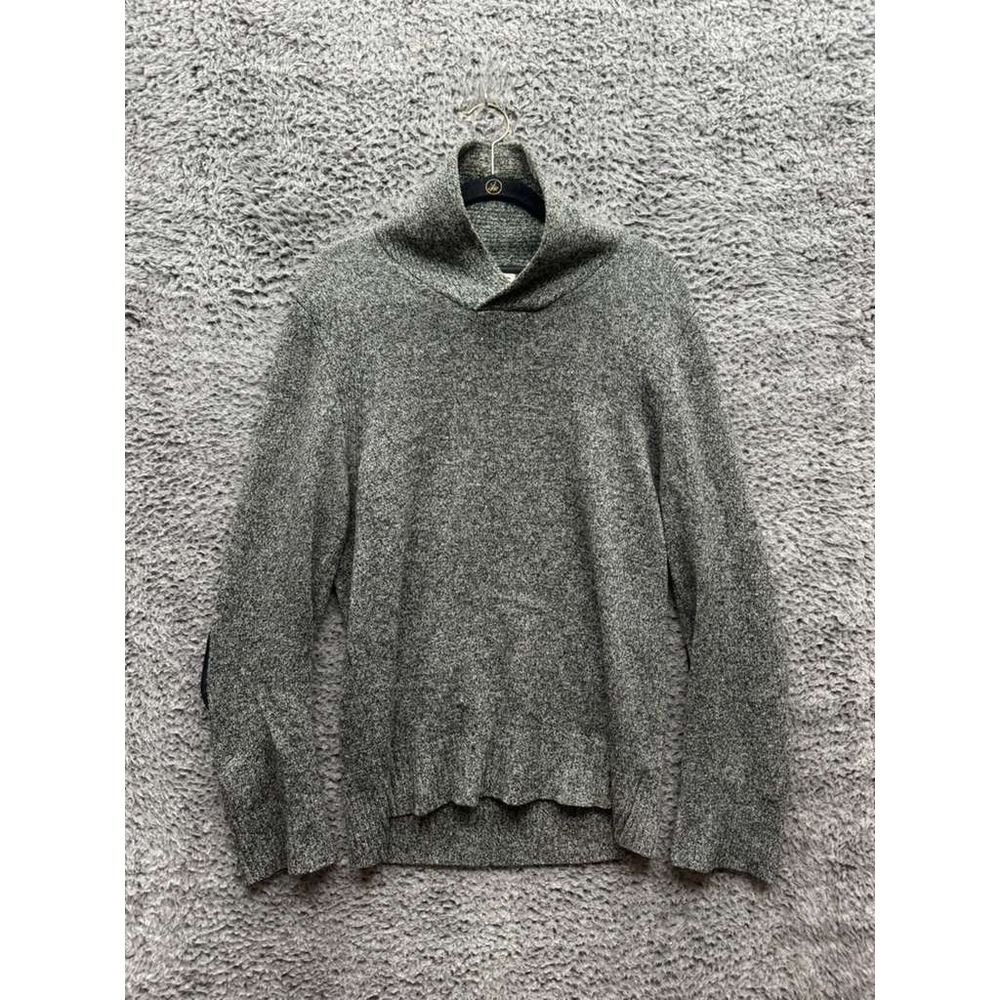 Reiss Wool Cashmere Shawl Collar Pullover Jumper Charcoal Gray Womens Size L